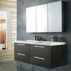 Hudson Reed Quartet Gloss Grey 1350mm Mirror Cabinet (180mm Deep) QUA010 -HANSGROHE Shop hudson reed quartet gloss grey 1350mm mirror cabinet 180mm deep qua010 p30441 209136 image