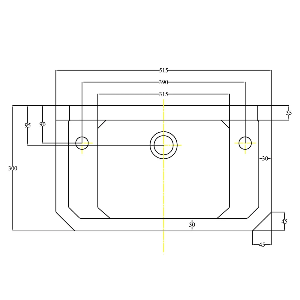 Hudson Reed Richmond 515x300 2th White Cloakroom Basin - NCS829 3 Hudson Reed Richmond 515x300 2th White Cloakroom Basin - NCS829 - Image 3
