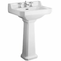 Hudson Reed Richmond 595x450 3th White Basin & Pedestal CCR024