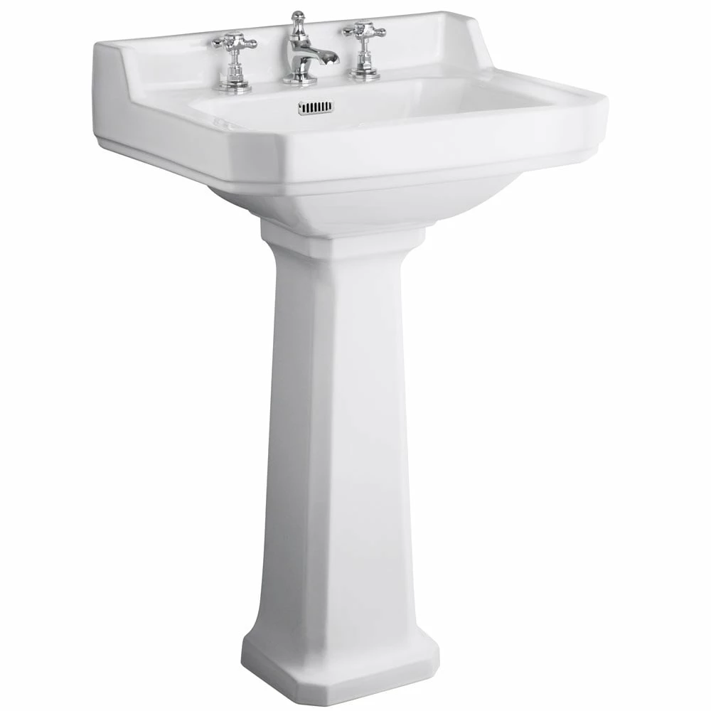 Hudson Reed Richmond 595x450 3th White Basin & Pedestal CCR024 1 Hudson Reed Richmond 595x450 3th White Basin & Pedestal CCR024