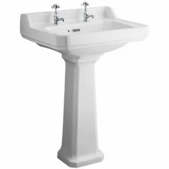 Hudson Reed Richmond 595x470 2th White Basin & Comfort Height Pedestal CCR026