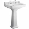 Hudson Reed Richmond 595x470 2th White Basin & Pedestal - CCR020