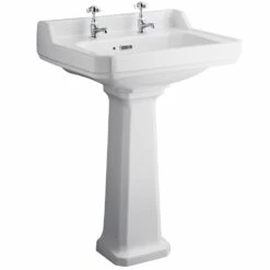 Hudson Reed Richmond 595x470 2th White Basin & Pedestal - CCR020