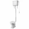 Hudson Reed Richmond High Level Pan, Cistern, Pipe Kit & White Wooden Seat