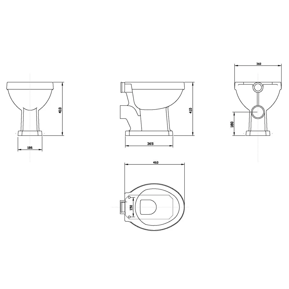 Hudson Reed Richmond Low Level Pan, Cistern, Pipe Kit & White Wooden Seat 3 Hudson Reed Richmond Low Level Pan, Cistern, Pipe Kit & White Wooden Seat - Image 3