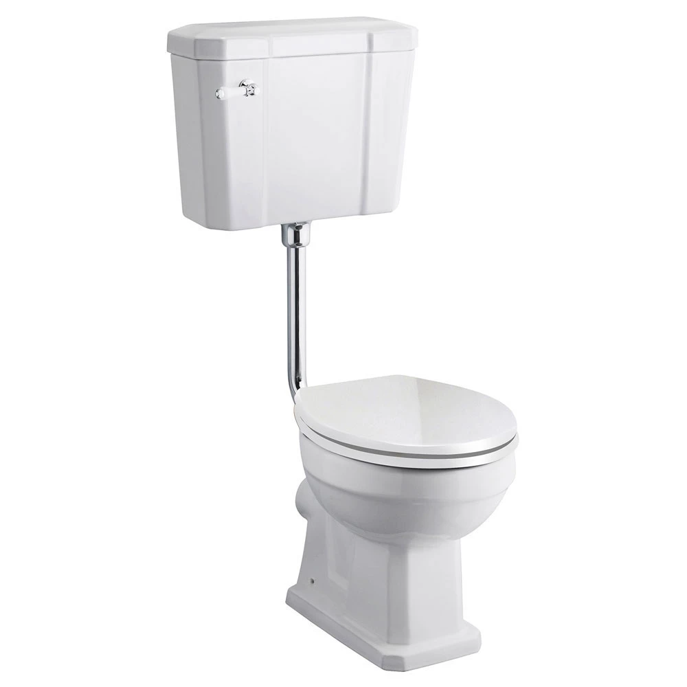 Hudson Reed Richmond Low Level Pan, Cistern, Pipe Kit & White Wooden Seat 1 Hudson Reed Richmond Low Level Pan, Cistern, Pipe Kit & White Wooden Seat