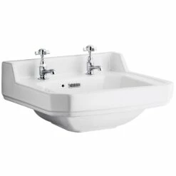 Hudson Reed Richmond White 560mm 2 Tap Hole Basin - NCS884