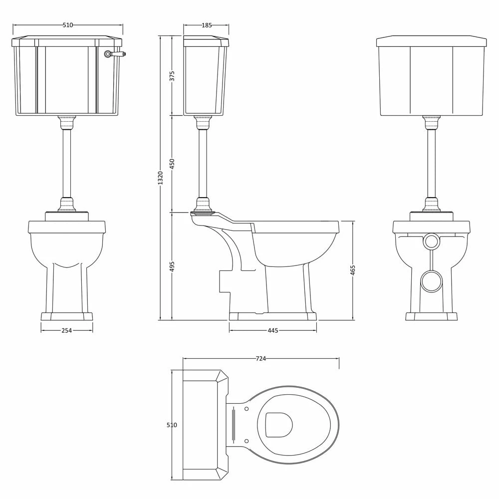 Hudson Reed Richmond White Comfort Height Level Cistern, Pan, Flush Pipe Kit Without Seat 2 Hudson Reed Richmond White Comfort Height Level Cistern, Pan, Flush Pipe Kit Without Seat - Image 2