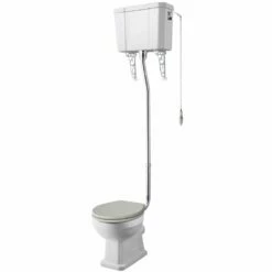Hudson Reed Richmond White High Level Cistern, Pan, Flush Pipe Kit Without Seat