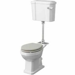 Hudson Reed Richmond White Mid Level Cistern, Pan, Flush Pipe Kit Without Seat