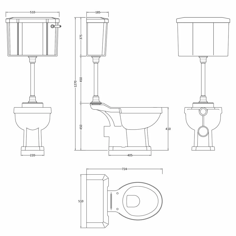 Hudson Reed Richmond White Mid Level Cistern, Pan, Flush Pipe Kit Without Seat 2 Hudson Reed Richmond White Mid Level Cistern, Pan, Flush Pipe Kit Without Seat - Image 2