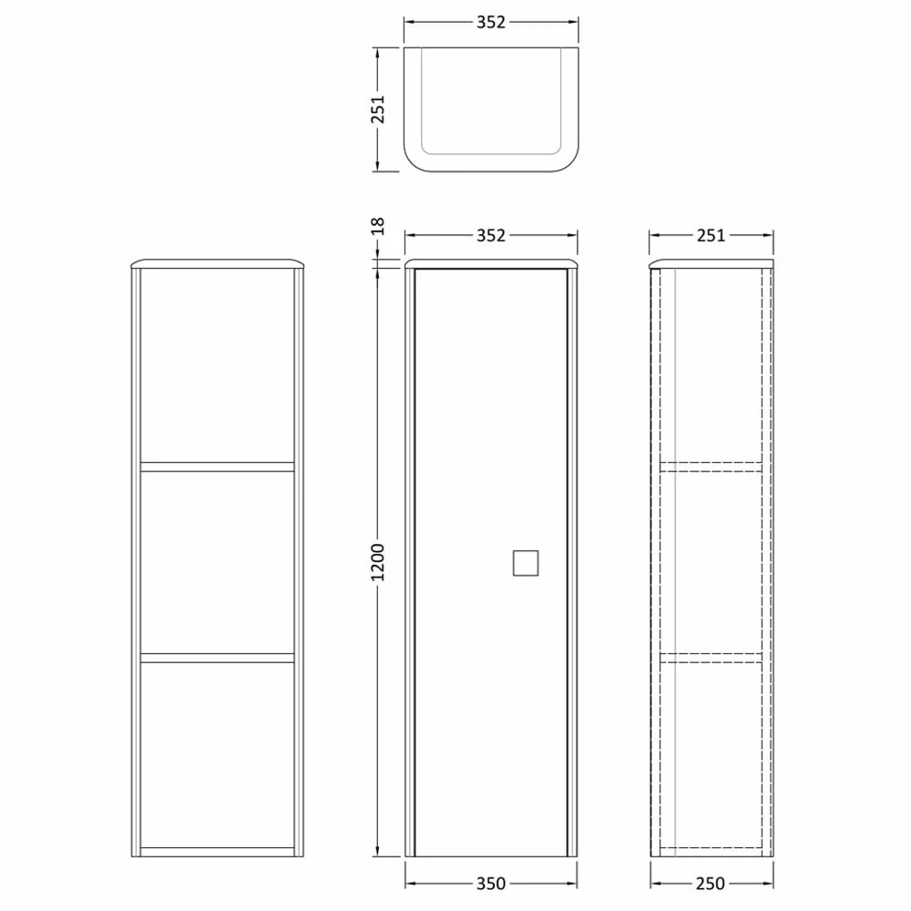 Hudson Reed Sarenna Moon White 352mm Tall Wall Hung Cabinet - SAR162 3 Hudson Reed Sarenna Moon White 352mm Tall Wall Hung Cabinet - SAR162 - Image 3