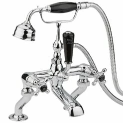 Hudson Reed Topaz Black Crosshead Dome Collar Bath Shower Mixer Tap & Shower Kit - BC404DX