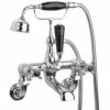 Hudson Reed Topaz Black Crosshead Dome Collar Wall Mount Bath Shower Mixer Tap - BC404DXWM