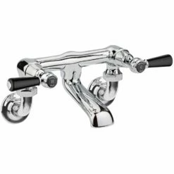 Hudson Reed Topaz Black Twin Lever Wall Mounted Bath Filler Tap - BC403DLWM