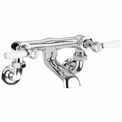 Hudson Reed Topaz White Twin Lever Wall Mounted Bath Filler Tap - BC303HLWM
