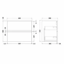 Hudson Reed Urban Blue 600mm Wall Hung 2-Drawer Vanity Unit & Worktop URB304LBG -HANSGROHE Shop hudson reed urban blue 600mm wall hung 2 drawer vanity unit worktop urb304lbg p42819 210958 image