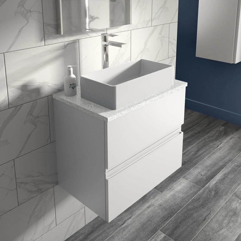 Hudson Reed Urban White 600mm Wall Hung 2-Drawer Vanity Unit & Worktop URB104LSW 2 Hudson Reed Urban White 600mm Wall Hung 2-Drawer Vanity Unit & Worktop URB104LSW - Image 2