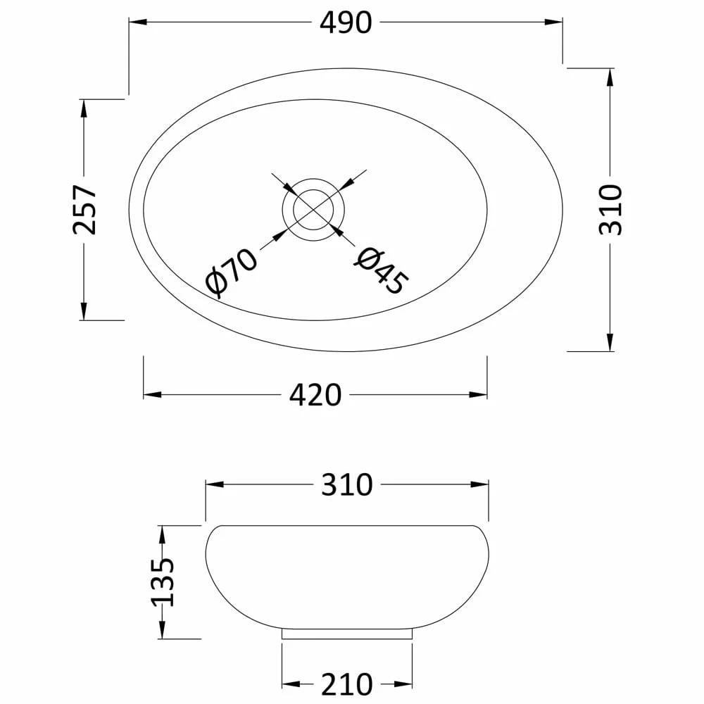 Hudson Reed Vessels 490x310 White Sit-On Countertop Basin NBV168 2 Hudson Reed Vessels 490x310 White Sit-On Countertop Basin NBV168 - Image 2