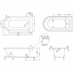 Hudson Reed Winterburn 1500mm Freestanding Shower Bath & Corbel Leg Set -HANSGROHE Shop hudson reed winterburn 1500mm freestanding shower bath corbel leg set p35996 175504 image