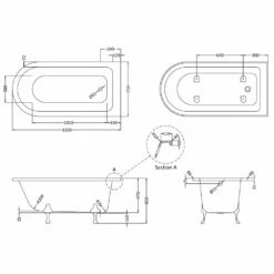 Hudson Reed Winterburn 1500mm Freestanding Shower Bath & Deacon Leg Set -HANSGROHE Shop hudson reed winterburn 1500mm freestanding shower bath deacon leg set p35995 175502 image