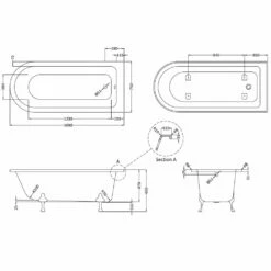 Hudson Reed Winterburn 1700mm Freestanding Shower Bath & Corbel Leg Set -HANSGROHE Shop hudson reed winterburn 1700mm freestanding shower bath corbel leg set p35999 175510 image