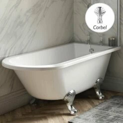 Hudson Reed Winterburn 1700mm Freestanding Shower Bath & Corbel Leg Set