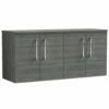 Nuie Arno Anthracite 1200 Wall Hung 4-Door Vanity Unit & Worktop