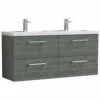 Nuie Arno Anthracite 1200 WH 4-Drawer Vanity Unit & Double Basin
