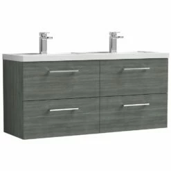 Nuie Arno Anthracite 1200 WH 4-Drawer Vanity Unit & Double Basin