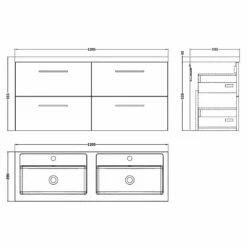 Nuie Arno Anthracite 1200 WH 4-Drawer Vanity Unit & Double Basin -HANSGROHE Shop nuie arno anthracite 1200 wh 4 drawer vanity unit double basin p57619 259266 image