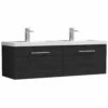 Nuie Arno Charcoal Black 1200 Wall Hung 2-Drawer Vanity Unit & Double Basin