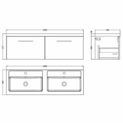 Nuie Arno Charcoal Black 1200 Wall Hung 2-Drawer Vanity Unit & Double Basin -HANSGROHE Shop nuie arno charcoal black 1200 wall hung 2 drawer vanity unit double basin p57556 265242 image