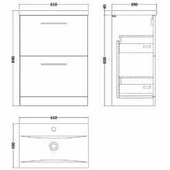 Nuie Arno Charcoal Black 600mm Floor Stading 2-Drawer Vanity Unit & Basin 1 -HANSGROHE Shop nuie arno charcoal black 600mm floor stading 2 drawer vanity unit basin 1 p61826 268385 image