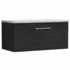 Nuie Arno Charcoal Black 800 Wall Hung Single Drawer Vanity Unit & Laminate Top