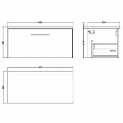 Nuie Arno Charcoal Black 800 Wall Hung Single Drawer Vanity Unit & Laminate Top -HANSGROHE Shop nuie arno charcoal black 800 wall hung single drawer vanity unit laminate top p61889 268600 image