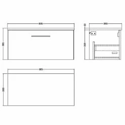 Nuie Arno Charcoal Black 800mm Wall Hung 1-Drawer Vanity & Laminate Top -HANSGROHE Shop nuie arno charcoal black 800mm wall hung 1 drawer vanity laminate top p62507 270462 image