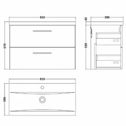 Nuie Arno Charcoal Black 800mm Wall Hung 2-Drawer Vanity Unit & Basin 1 -HANSGROHE Shop nuie arno charcoal black 800mm wall hung 2 drawer vanity unit basin 1 p57562 265224 image
