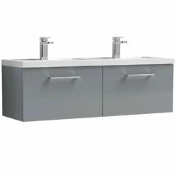 Nuie Arno Cloud Grey 1200 Wall Hung 2-Drawer Vanity Unit & Double Basin