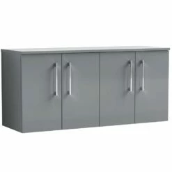Nuie Arno Cloud Grey 1200 Wall Hung 4-Door Vanity Unit & Worktop