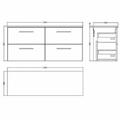 Nuie Arno Cloud Grey 1200 Wall Hung 4-Drawer Vanity Unit & Worktop -HANSGROHE Shop nuie arno cloud grey 1200 wall hung 4 drawer vanity unit worktop p62709 271159 image