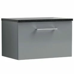 Nuie Arno Cloud Grey 600mm Wall Hung 1-Drawer Vanity & Laminate Top