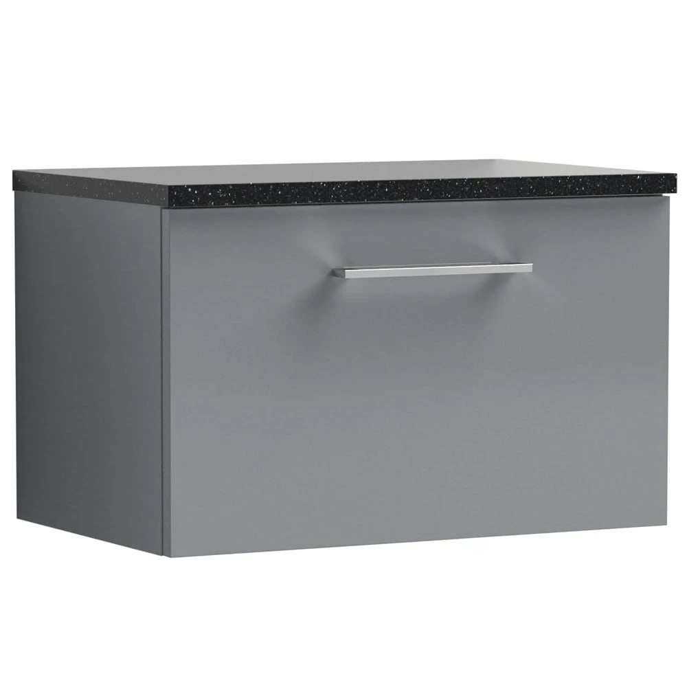 Nuie Arno Cloud Grey 600mm Wall Hung 1-Drawer Vanity & Laminate Top 1 Nuie Arno Cloud Grey 600mm Wall Hung 1-Drawer Vanity & Laminate Top