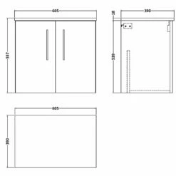 Nuie Arno Cloud Grey 600mm Wall Hung 2-Door Vanity Unit & Worktop -HANSGROHE Shop nuie arno cloud grey 600mm wall hung 2 door vanity unit worktop p57658 266904 image