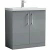 Nuie Arno Cloud Grey 800mm Floor Stading 2-Door Vanity Unit & Basin 1