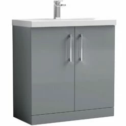 Nuie Arno Cloud Grey 800mm Floor Stading 2-Door Vanity Unit & Basin 1