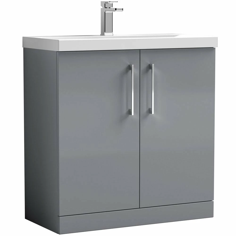 Nuie Arno Cloud Grey 800mm Floor Stading 2-Door Vanity Unit & Basin 1 1 Nuie Arno Cloud Grey 800mm Floor Stading 2-Door Vanity Unit & Basin 1