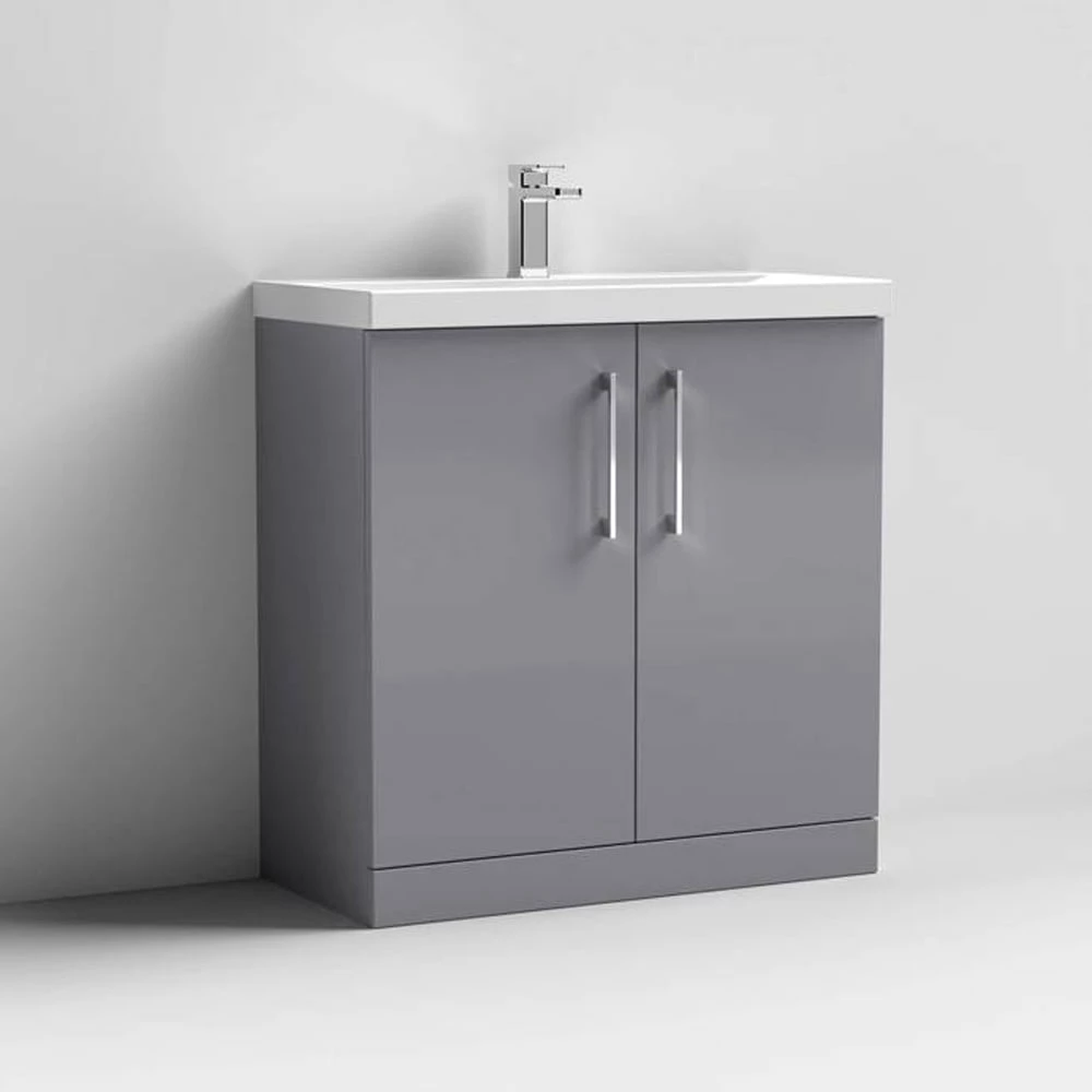 Nuie Arno Cloud Grey 800mm Floor Stading 2-Door Vanity Unit & Basin 1 2 Nuie Arno Cloud Grey 800mm Floor Stading 2-Door Vanity Unit & Basin 1 - Image 2