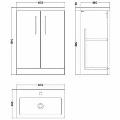 Nuie Arno Compact Satin Green 600mm Floor Stading 2-Door Vanity Unit & Polymarble Basin -HANSGROHE Shop nuie arno compact satin green 600mm floor stading 2 door vanity unit polymarble basin p58551 259253 image