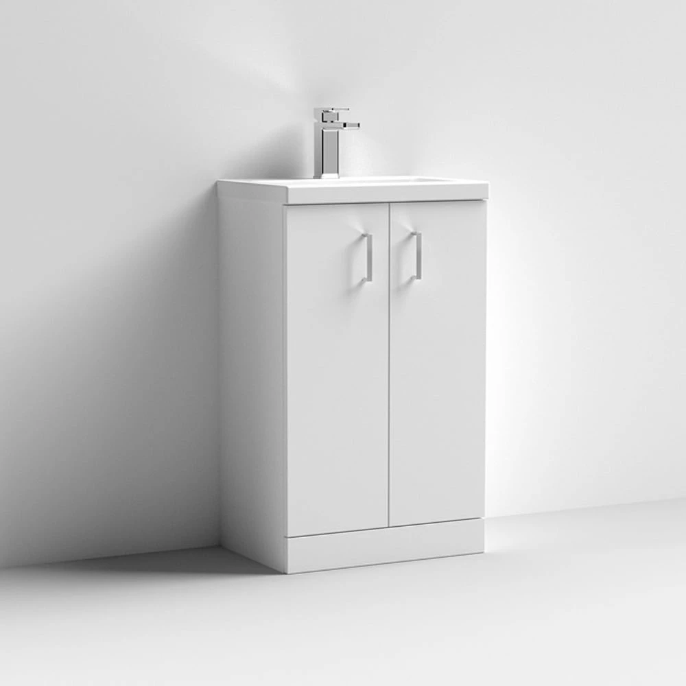 Nuie Arno Gloss White 500mm Floor Standing Vanity Unit & Ceramic Basin PAL006E 2 Nuie Arno Gloss White 500mm Floor Standing Vanity Unit & Ceramic Basin PAL006E - Image 2
